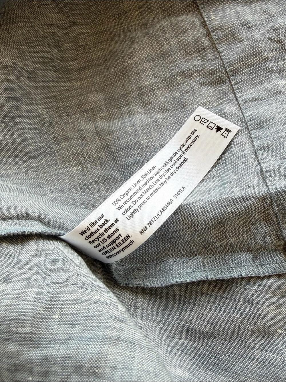 Eileen Fisher Sleeveless Linen Tank Dress in Chambray Blue Grey - Picture 7 of 9